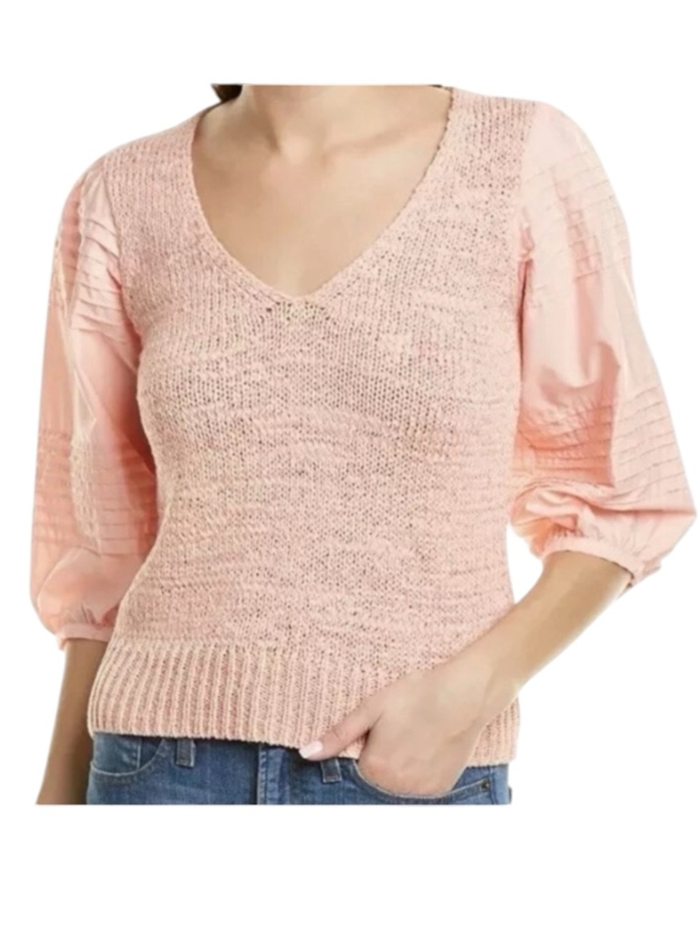 La Vie Rebecca Taylor Poplin Sleeve Pullover size M